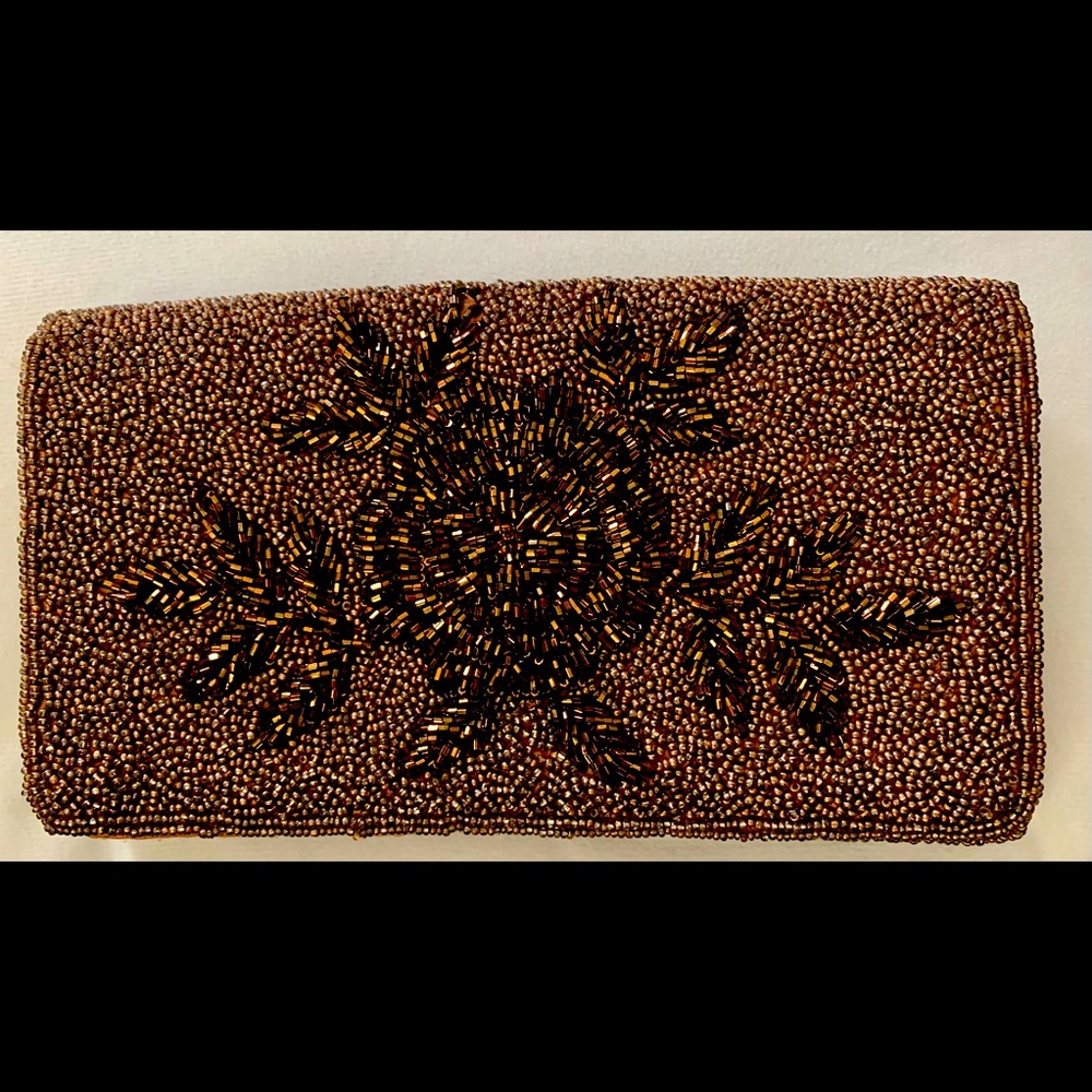 Vintage Ed B Robinson Beaded Evening Clutch, Brown